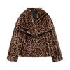 Winter Leopard Print Fur Jacket Imitation Mink Hair Large Lapel Women's Top Fluff Loose Short