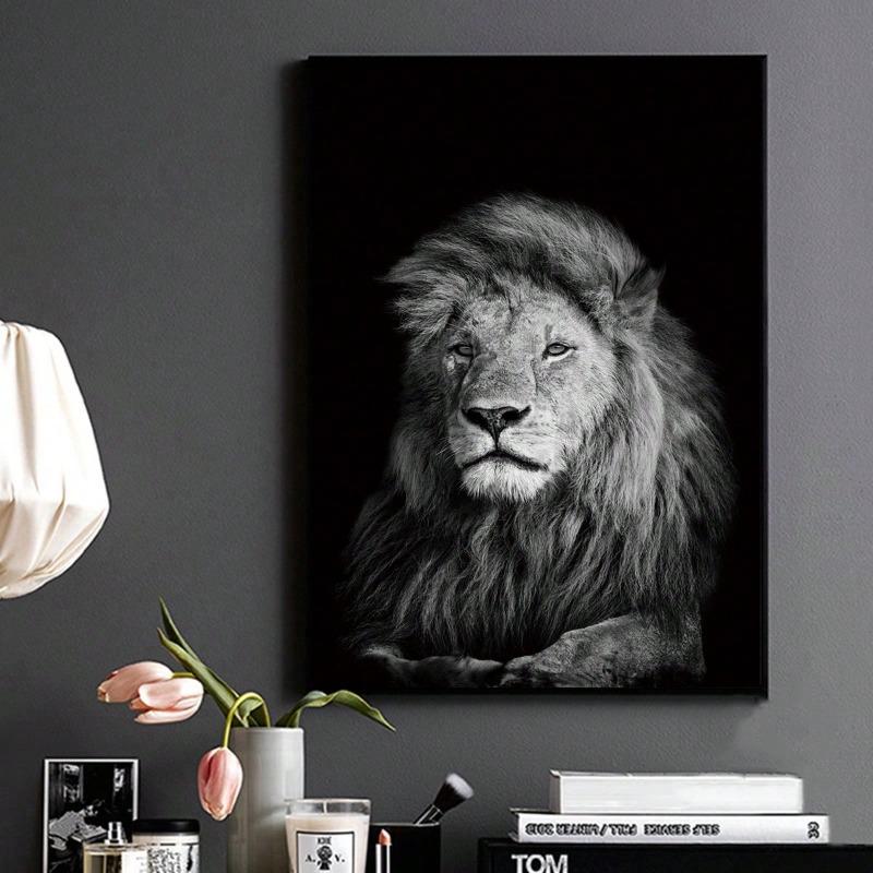 Black and White Modern Minimalist Animal Art Poster Lion Elephant Giraffe Canvas Painting Home Decor Wall Art
