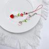 Korean Cute Strawberry Mobile Phone Chain Y2K Sweet Fruits Beaded Phone Lanyard Keychain For Girls Phone Pendant Charms