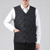 Men Autumn Winter Down Padding Vest with Pocket Button Closure V-Neck Solid Color Cold-proof Sleeveless Jacket Vest