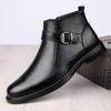 New British Style Business Formal Leather Boots Plush Warm Chelsea Men's Boots High Top Leather Shoes Fashionable Ankle Boots