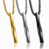 Rectangle Pendant Necklace Men Stainless Steel Chain Necklace Jewelry Gift