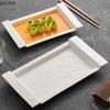 Hammer Patterned Ceramic Rectangular Tray Solid Color Fish Plate Dessert Cake Plate Barbecue Tray Hotel Creative Tableware