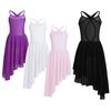 Kids Big Girls Asymmetric Chiffon Skirted Lyrical Ballet Dress Ballroom Dance Leotard Costume