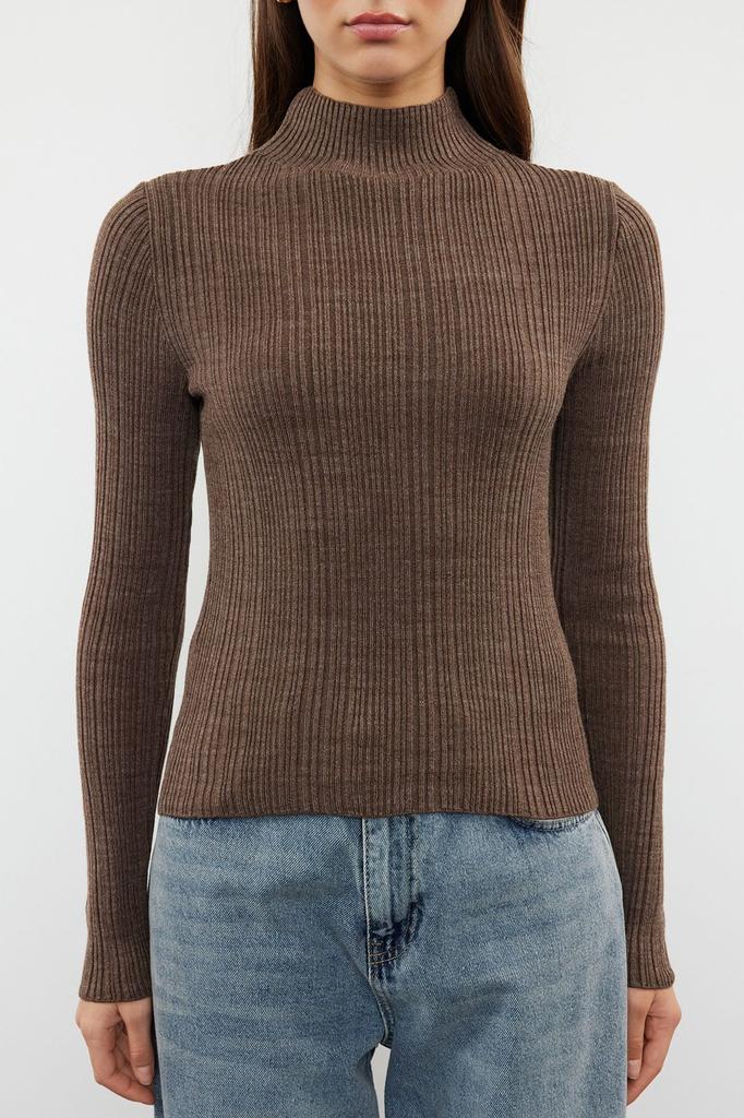 Women's Elegance Style Sweater Mink High Collar Knitwear Sweater