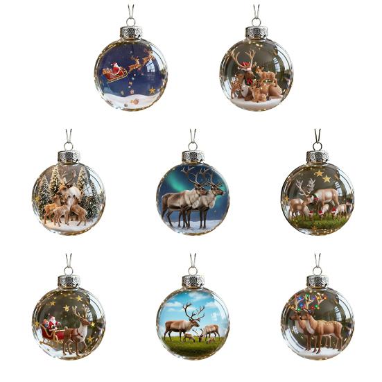 The Reindeer Family Christmas Ball Funny 3D Reindeer Hanging Decoration Plastic Christmas Ball Winter Ornaments for Xmas Tree Indoor Home Decor
