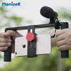 Manjike Portable Aluminum Phone Cage with Light and Mic for Live Streaming