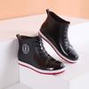 All Season Black Rain Booties Non-slip Rubber Water Shoes for Women Designer Faux Zipper Rainboots Shoes Female Jelly Rainshoes