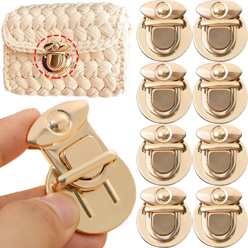 2pcs Women's Lock Clasp DIY Craft Hand Bags Clasp Catch Buckles Metal Snap Clasp Locks Wallet Fasteners Wallet Buckle Totes