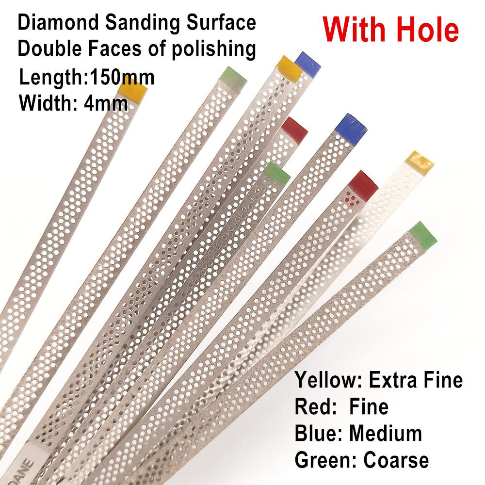4mm Dental Metal Polishing Stick Polish Strip with Double Sides of Diamond Sanding Surface with Hole Teeth Whitening Materials