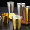 Hammered Texture Double-Wall Beer Cups Stainless Steel Milk Mugs Cold Water Drinks Cup  Drinkware