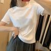 2025 Summer Women's Slim Fit Solid Color Short Sleeve T-Shirt - Trendy Student and Hot Girl Top