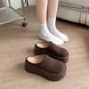 Fashion 2024 Autumn and Winter Retro New Fashion Women's Warm Plus Velvet Solid Color Thick-soled Toe-cap Cotton Slippers