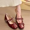 Women's Single Shoes Bow Buckle Mid-heel Square Toe Spring Outdoor PU Low Top Shoes Fashion Commuter Low Heels Comfort
