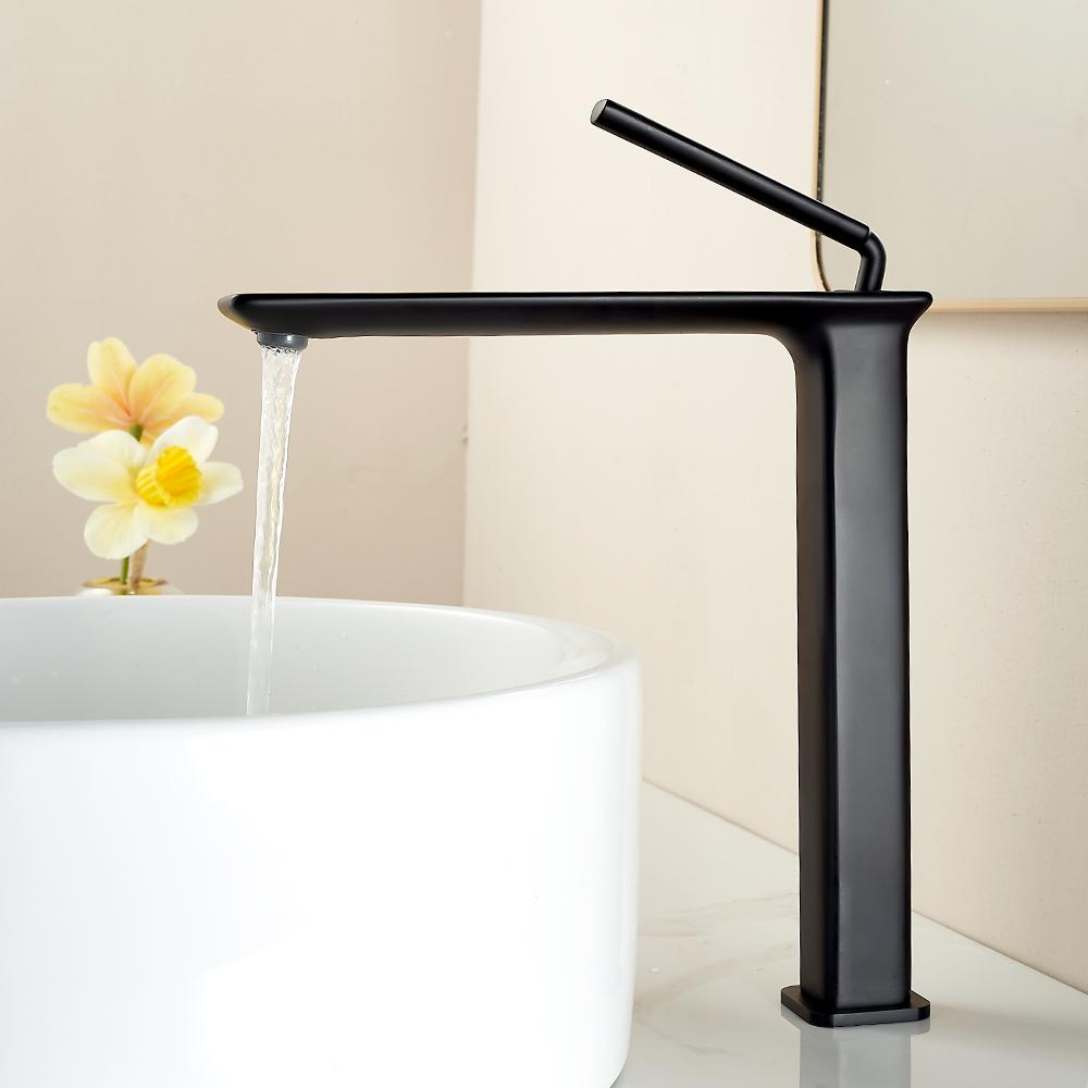 Basin Faucets Modern Black Bathroom Mixer Tap Brass Washbasin Faucet Single Handle Single Hole Elegant Crane For Bathroom 855991
