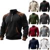 Men's Colorblock Half Zip Stand Collar Sweatshirt Men's Sports Large Size Casual Stand Collar Sweatshirt