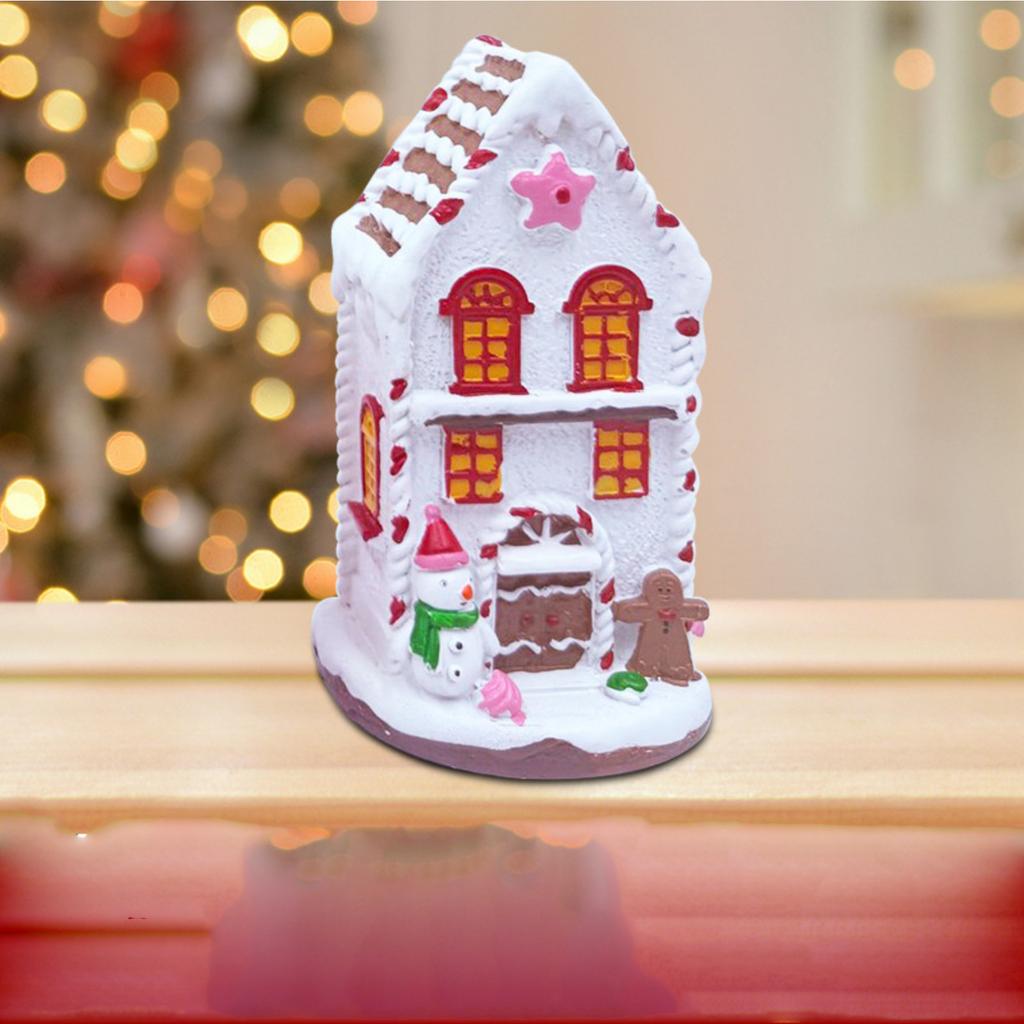 Led Small House LandscapeDecoration, Living Room Table Ornaments, Christmas Creative Resin Ornaments