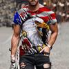 Summer Round Neck 3D American Flag Eagle Graphic Print Top Fashionable Casual Short Sleeved Men's T-shirts