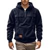 Men's Solid Color Fleece Half Zip Pocket Sweatshirt Hoodie Men's Sports Large Size Casual Sweatshirt
