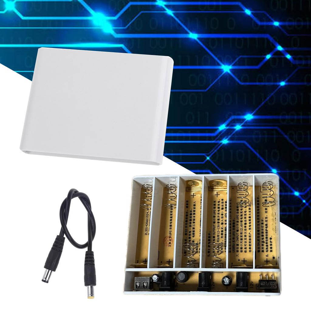 USB 5V 9V 12V Output 6x 18650 Battery UPS DIY Power Bank Box for Router Cellphone Tablets Modem CCTV Camera LED