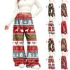 Women's Casual Fashion Christmas Print Elastic Waist Loose Plush Wide Leg Pants