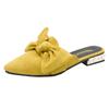 Pointed Toe Low Heel Slippers Women's Bowknot Suede Plus Size Women's Shoes Size 35-40