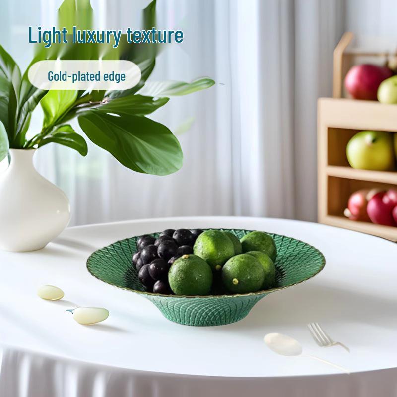 European High-Footed Glass Fruit Bowl - Large Capacity Candy & Dried Fruit Plate for Living Room