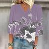 Women's Shirt Blouse Casual Loose Shirts  3/4 Sleeve  Print  V Neck Tops Print  Tops T-shirts Tee