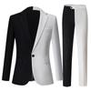 Solid Black&white Suits Men 2 Pieces Fashion Slim Fit Blazer Pants Set Formal Business Wedding Tuxedos for Men Casual Clothing
