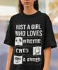 Just-A-Girl-Who-Loves Anime Games Otaku Fan Damen Oversize Shirt