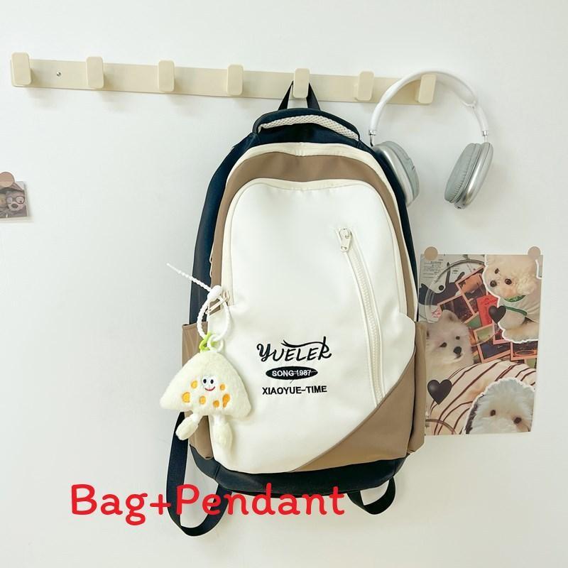 Stylish Letter Embroidered Backpack With Spliced Design For Campus And Travel