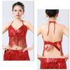 Women Sparkling Sequin Tops Belly Dance Fringe Costume Glitter Factor Party Sparkling Tops Festival Attire Carnival Outfit