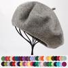 Wool Felt Beret Women British Style Girls Beret Hat Lady Solid Color Winter Hats