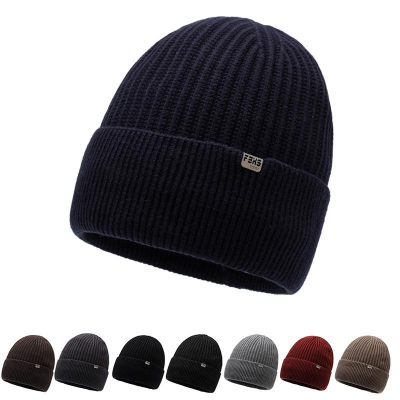 Hat Men'S Winter Thickened Warm Cover Wool Hat Ski Hat Winter Cold Cycling Knitted Hat Cold Hat