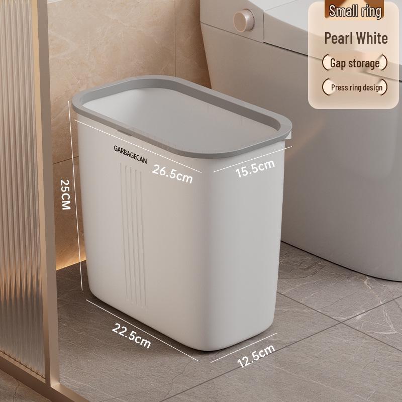 Compact Bathroom Corner Trash Can with Press-Down Lid