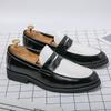 Fashion Italian Luxury Brand Loafers Men's Black and White Color Leather Shoes Slip-on Fashion Soft-soled Casual Shoes Wedding Moccasin