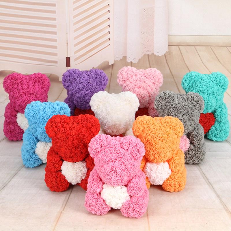 500 Pieces Teddy Bear of Roses 3.5cm Foam Wedding Decorative Christmas Decor for Home Diy Gifts Box Artificial Flowers KTY
