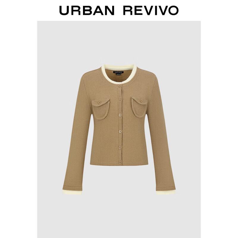 UR Women's Retro Color-block Faux Two-Piece Cardigan