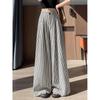 Stripe Fashion Commuter Capri Wide Leg Pants Summer High Waist Slimming Loose Casual Straight Mop Suit Trousers Women