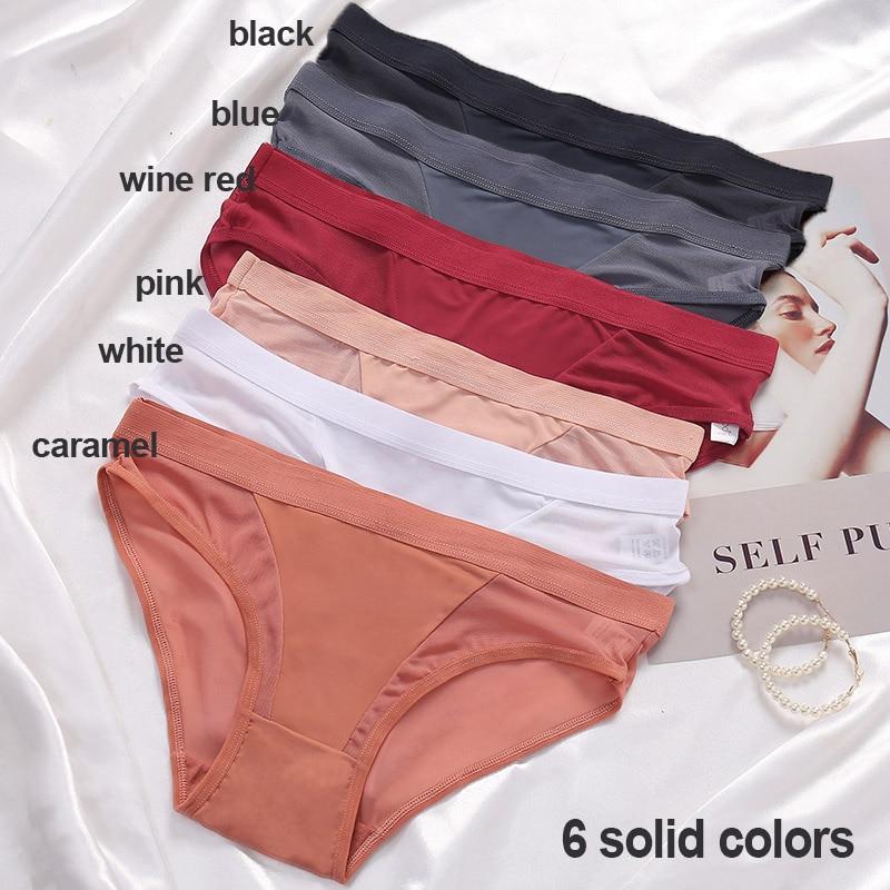 FINETOO 3Pcs Women Panties Sexy Lingerie Seamless Female Underwear See-Through Underpants Woman Panties Briefs Girls Intimate