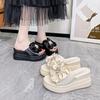 Thick-bottomed Cool Slippers for Women's Outerwear 2025 New Summer Fashion Versatile Wedge Heel Muffin Slippers
