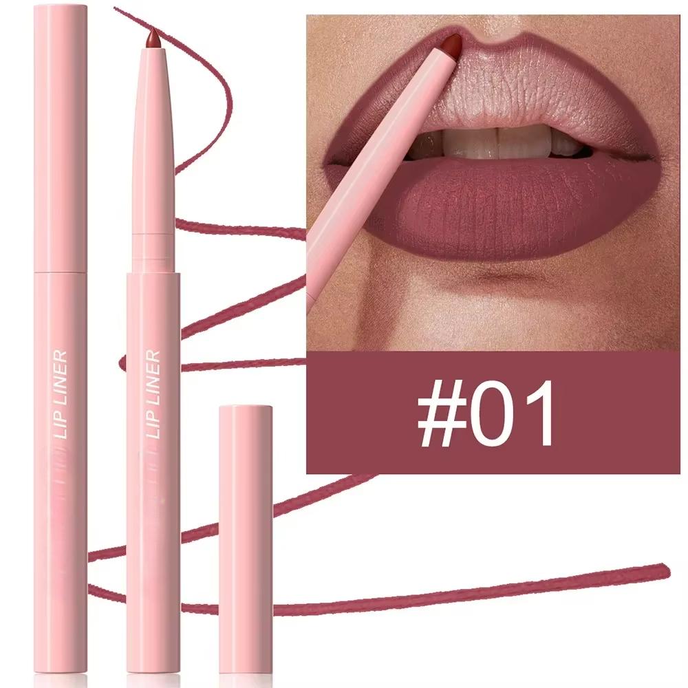 Nude Tapered Lip Liner Pencil Matte Creamy Plumping Lip Stain Waterproof Natural Nude Brown Slim Lips Liner Make Up Long-Lasting