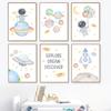Space Astronaut Rocket Planet Solar System Spaceship Nursery Wall Art Print Canvas Painting Poster Wall Pictures Kids Room Decor