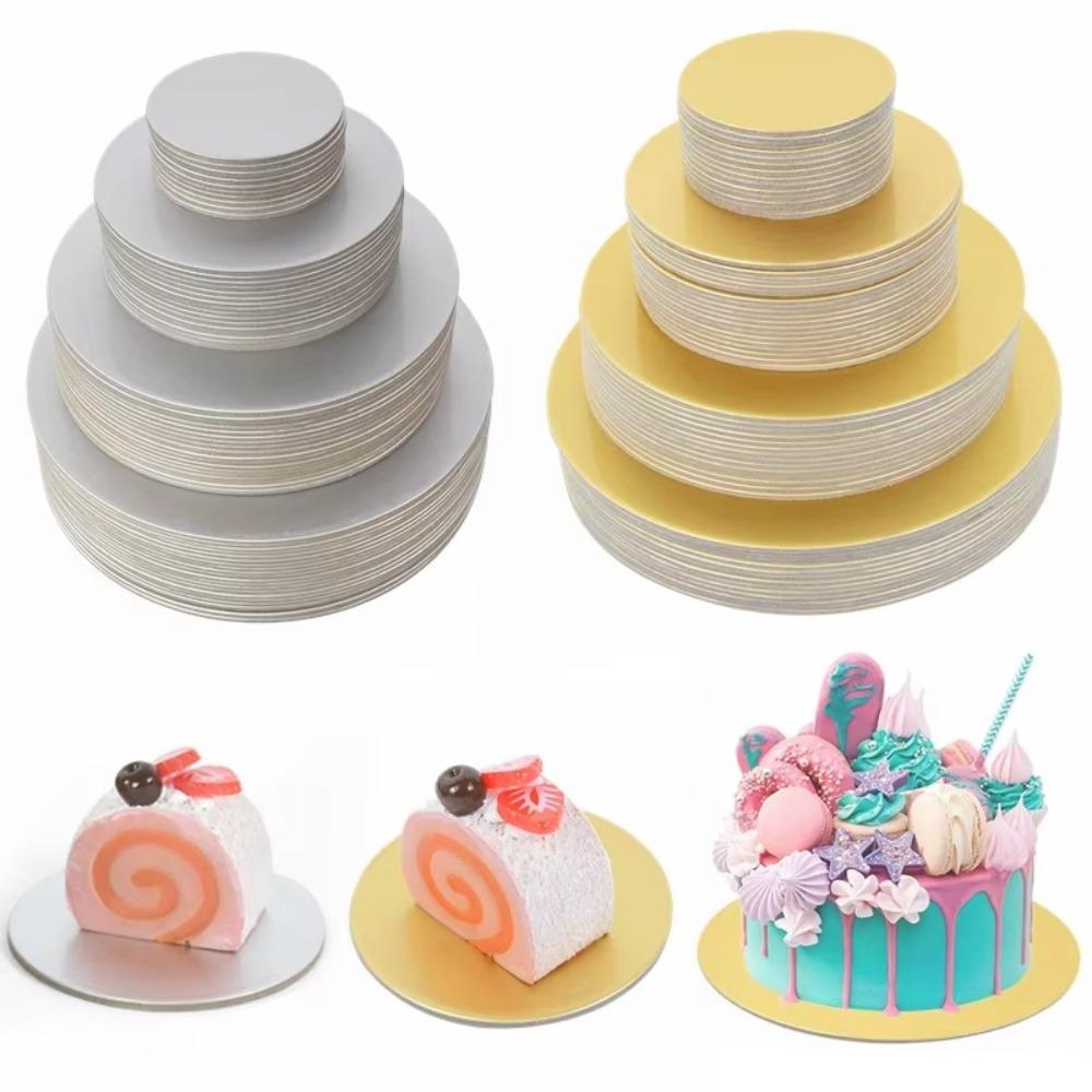 10pcs Golden Cake Cardboard Cardboard Cupcake Base Durable Round Cake Board Baking Cakes