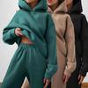 Women Elegant Solid Sets For Women Warm Hoodie Sweatshirts And Long Pant Fashion Two Piece Sets Ladies Sweatshirt Suits