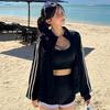 Korean Women's Sporty Long-Sleeve Bikini Set - Pure Desire Hot Spring Conservative Swimwear
