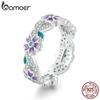 925 Sterling Silver Purple Wreath Ring Flower Finger Ring Original Design Fine Jewelry Gift for Women Party