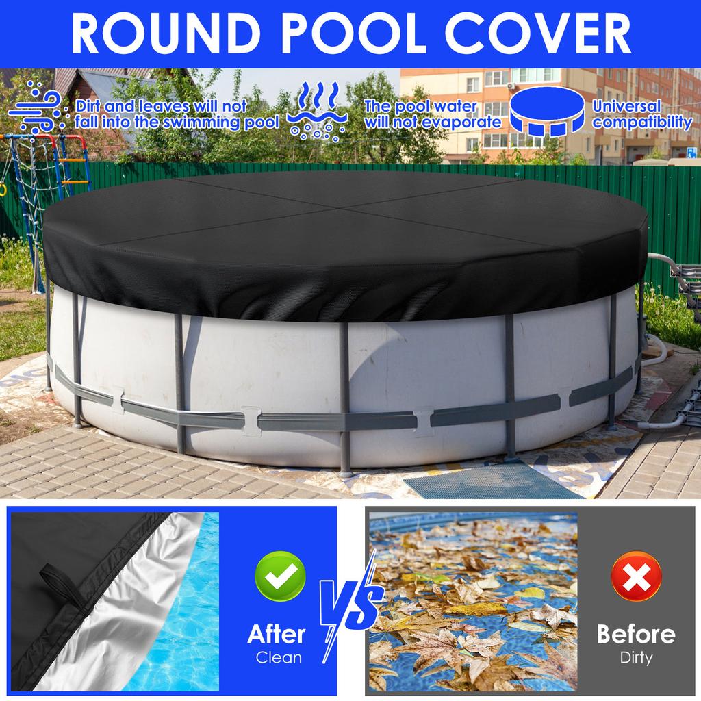 8/10/12FT Round Swimming Pool Covers Summer Pool Cover Protector Heavy Duty Tear Resistant Pool Cover For Aboves Ground Pools
