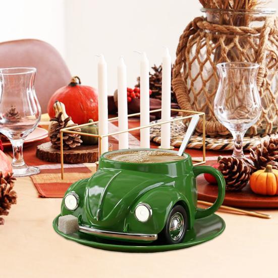 Beetle Shaped Coffee Mug Handmade Resin Beetle Tea Cup Home Office Decor Coffee Mug Gift for Car Fans Beetle Lovers