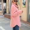 Autumn and Winter Women's Coat Lapel Long-sleeved Loose Buttons Fake Pockets Non-iron Long Plush Coat